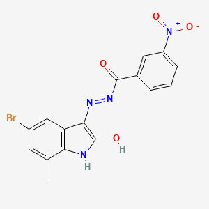 molecular formula C16H11BrN4O4 B3829979 N'-(5-bromo-7-methyl-2-oxo-1,2-dihydro-3H-indol-3-ylidene)-3-nitrobenzohydrazide 