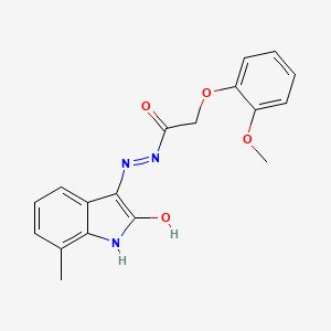 2-(2-methoxyphenoxy)-N'-(7-methyl-2-oxo-1,2-dihydro-3H-indol-3-ylidene)acetohydrazide
