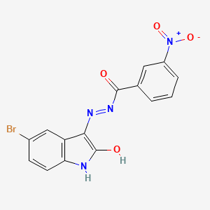 molecular formula C15H9BrN4O4 B3830007 N'-(5-bromo-2-oxo-1,2-dihydro-3H-indol-3-ylidene)-3-nitrobenzohydrazide 