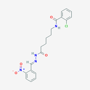 molecular formula C20H21ClN4O4 B383004 2-chloro-N-[6-(2-{2-nitrobenzylidene}hydrazino)-6-oxohexyl]benzamide 