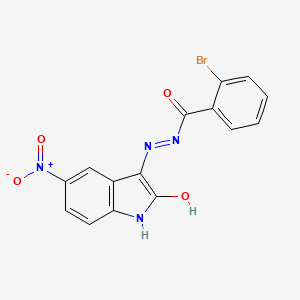 molecular formula C15H9BrN4O4 B3830046 2-bromo-N'-(5-nitro-2-oxo-1,2-dihydro-3H-indol-3-ylidene)benzohydrazide 