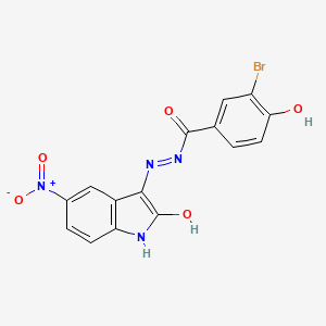 3-bromo-4-hydroxy-N'-(5-nitro-2-oxo-1,2-dihydro-3H-indol-3-ylidene)benzohydrazide