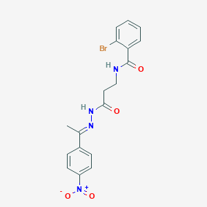 molecular formula C18H17BrN4O4 B383005 2-bromo-N-{3-[2-(1-{4-nitrophenyl}ethylidene)hydrazino]-3-oxopropyl}benzamide 