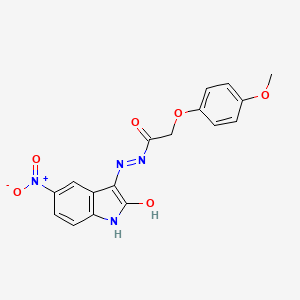 molecular formula C17H14N4O6 B3830058 2-(4-methoxyphenoxy)-N'-(5-nitro-2-oxo-1,2-dihydro-3H-indol-3-ylidene)acetohydrazide 