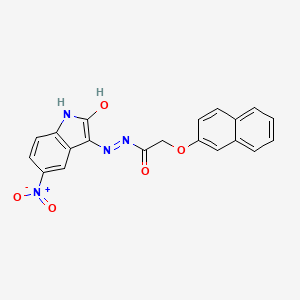 molecular formula C20H14N4O5 B3830065 2-(2-naphthyloxy)-N'-(5-nitro-2-oxo-1,2-dihydro-3H-indol-3-ylidene)acetohydrazide 