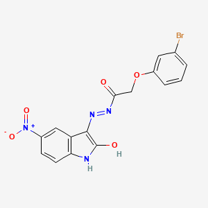 molecular formula C16H11BrN4O5 B3830071 2-(3-bromophenoxy)-N'-(5-nitro-2-oxo-1,2-dihydro-3H-indol-3-ylidene)acetohydrazide 