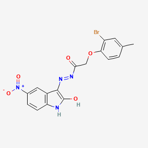 2-(2-bromo-4-methylphenoxy)-N'-(5-nitro-2-oxo-1,2-dihydro-3H-indol-3-ylidene)acetohydrazide