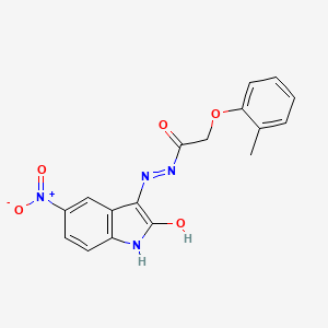 2-(2-methylphenoxy)-N'-(5-nitro-2-oxo-1,2-dihydro-3H-indol-3-ylidene)acetohydrazide
