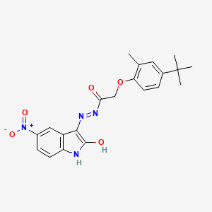 2-(4-tert-butyl-2-methylphenoxy)-N'-(5-nitro-2-oxo-1,2-dihydro-3H-indol-3-ylidene)acetohydrazide