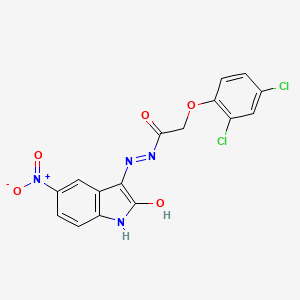 molecular formula C16H10Cl2N4O5 B3830097 2-(2,4-dichlorophenoxy)-N'-(5-nitro-2-oxo-1,2-dihydro-3H-indol-3-ylidene)acetohydrazide CAS No. 325777-37-5
