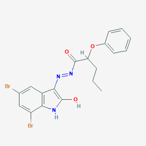 molecular formula C19H17Br2N3O3 B383011 N'-(5,7-dibromo-2-oxo-1,2-dihydro-3H-indol-3-ylidene)-2-phenoxypentanohydrazide 