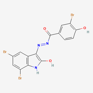 molecular formula C15H8Br3N3O3 B3830113 3-bromo-N'-(5,7-dibromo-2-oxo-1,2-dihydro-3H-indol-3-ylidene)-4-hydroxybenzohydrazide 