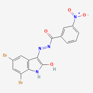N'-(5,7-dibromo-2-oxo-1,2-dihydro-3H-indol-3-ylidene)-3-nitrobenzohydrazide