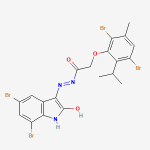 molecular formula C20H17Br4N3O3 B3830121 2-(2,5-dibromo-6-isopropyl-3-methylphenoxy)-N'-(5,7-dibromo-2-oxo-1,2-dihydro-3H-indol-3-ylidene)acetohydrazide 