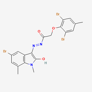 molecular formula C19H16Br3N3O3 B3830141 N'-(5-bromo-1,7-dimethyl-2-oxo-1,2-dihydro-3H-indol-3-ylidene)-2-(2,6-dibromo-4-methylphenoxy)acetohydrazide 