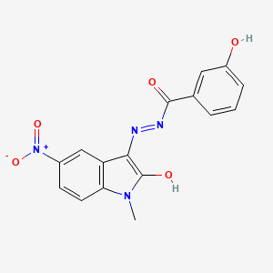 3-hydroxy-N'-(1-methyl-5-nitro-2-oxo-1,2-dihydro-3H-indol-3-ylidene)benzohydrazide