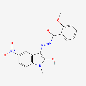 molecular formula C17H14N4O5 B3830150 2-methoxy-N'-(1-methyl-5-nitro-2-oxo-1,2-dihydro-3H-indol-3-ylidene)benzohydrazide 