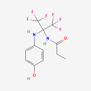 molecular formula C12H12F6N2O2 B3830192 N-[2,2,2-trifluoro-1-[(4-hydroxyphenyl)amino]-1-(trifluoromethyl)ethyl]propanamide 