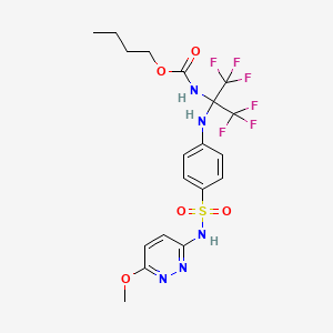 molecular formula C19H21F6N5O5S B3830201 butyl [2,2,2-trifluoro-1-[(4-{[(6-methoxy-3-pyridazinyl)amino]sulfonyl}phenyl)amino]-1-(trifluoromethyl)ethyl]carbamate 