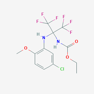 molecular formula C13H13ClF6N2O3 B3830209 ethyl [1-[(5-chloro-2-methoxyphenyl)amino]-2,2,2-trifluoro-1-(trifluoromethyl)ethyl]carbamate 