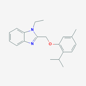 molecular formula C20H24N2O B383025 1-Ethyl-2-[(5-methyl-2-propan-2-ylphenoxy)methyl]benzimidazole CAS No. 385373-89-7