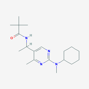 molecular formula C19H32N4O B3830275 N-(1-{2-[cyclohexyl(methyl)amino]-4-methyl-5-pyrimidinyl}ethyl)-2,2-dimethylpropanamide 