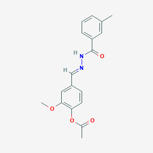 molecular formula C18H18N2O4 B3830276 2-methoxy-4-[2-(3-methylbenzoyl)carbonohydrazonoyl]phenyl acetate 