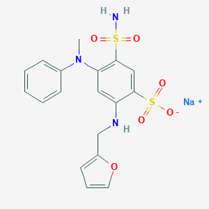 molecular formula C18H18N3NaO6S2 B038303 sodium;2-(furan-2-ylmethylamino)-4-(N-methylanilino)-5-sulfamoylbenzenesulfonate CAS No. 111744-90-2