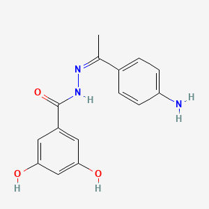 molecular formula C15H15N3O3 B3830333 N'-[1-(4-aminophenyl)ethylidene]-3,5-dihydroxybenzohydrazide 