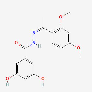 molecular formula C17H18N2O5 B3830337 N'-[1-(2,4-dimethoxyphenyl)ethylidene]-3,5-dihydroxybenzohydrazide 