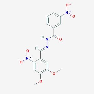 molecular formula C16H14N4O7 B3830347 N'-(4,5-dimethoxy-2-nitrobenzylidene)-3-nitrobenzohydrazide 