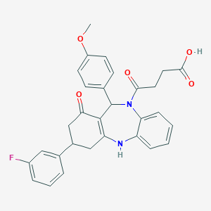 4-[3-(3-fluorophenyl)-11-(4-methoxyphenyl)-1-oxo-1,2,3,4,5,11-hexahydro-10H-dibenzo[b,e][1,4]diazepin-10-yl]-4-oxobutanoic acid