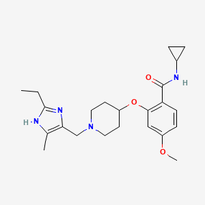 molecular formula C23H32N4O3 B3830402 N-cyclopropyl-2-({1-[(2-ethyl-4-methyl-1H-imidazol-5-yl)methyl]-4-piperidinyl}oxy)-4-methoxybenzamide 