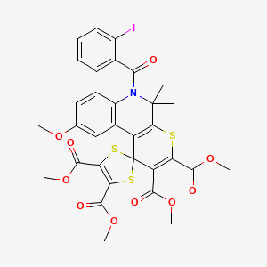 tetramethyl 6'-(2-iodobenzoyl)-9'-methoxy-5',5'-dimethyl-5',6'-dihydrospiro[1,3-dithiole-2,1'-thiopyrano[2,3-c]quinoline]-2',3',4,5-tetracarboxylate