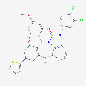 N-(3,4-dichlorophenyl)-6-(4-methoxyphenyl)-7-oxo-9-(2-thienyl)-8,9,10,11-tetrahydro-6H-benzo[b][1,4]benzodiazepine-5-carboxamide