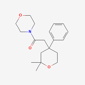 molecular formula C19H27NO3 B3830533 4-[(2,2-dimethyl-4-phenyltetrahydro-2H-pyran-4-yl)acetyl]morpholine 