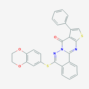5-((2,3-dihydrobenzo[b][1,4]dioxin-6-yl)thio)-9-phenyl-8H-thieno[2',3':4,5]pyrimido[2,1-a]phthalazin-8-one