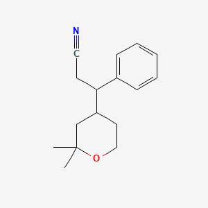 molecular formula C16H21NO B3830543 3-(2,2-dimethyltetrahydro-2H-pyran-4-yl)-3-phenylpropanenitrile 