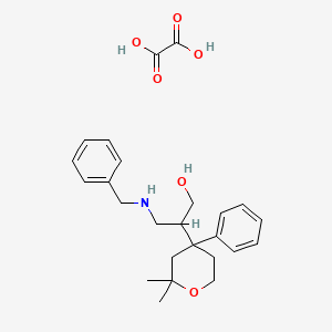 molecular formula C25H33NO6 B3830553 3-(benzylamino)-2-(2,2-dimethyl-4-phenyltetrahydro-2H-pyran-4-yl)-1-propanol ethanedioate (salt) 