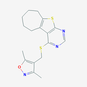 4-{[(3,5-dimethyl-4-isoxazolyl)methyl]sulfanyl}-6,7,8,9-tetrahydro-5H-cyclohepta[4,5]thieno[2,3-d]pyrimidine