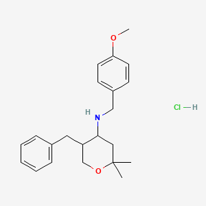 molecular formula C22H30ClNO2 B3830563 (5-benzyl-2,2-dimethyltetrahydro-2H-pyran-4-yl)(4-methoxybenzyl)amine hydrochloride 