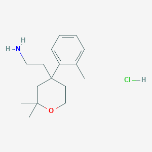molecular formula C16H26ClNO B3830566 {2-[2,2-dimethyl-4-(2-methylphenyl)tetrahydro-2H-pyran-4-yl]ethyl}amine hydrochloride 