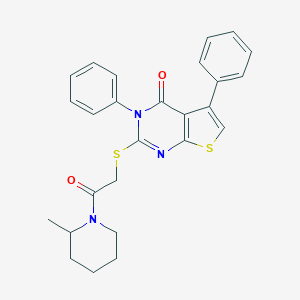 molecular formula C26H25N3O2S2 B383057 2-{[2-(2-methyl-1-piperidinyl)-2-oxoethyl]sulfanyl}-3,5-diphenylthieno[2,3-d]pyrimidin-4(3H)-one 