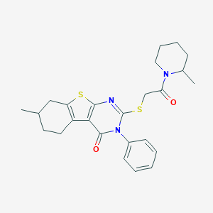 7-Methyl-2-[2-(2-methylpiperidin-1-yl)-2-oxoethyl]sulfanyl-3-phenyl-5,6,7,8-tetrahydro-[1]benzothiolo[2,3-d]pyrimidin-4-one