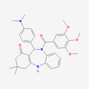 molecular formula C33H37N3O5 B383061 11-[4-(dimethylamino)phenyl]-3,3-dimethyl-10-(3,4,5-trimethoxybenzoyl)-2,3,4,5,10,11-hexahydro-1H-dibenzo[b,e][1,4]diazepin-1-one 