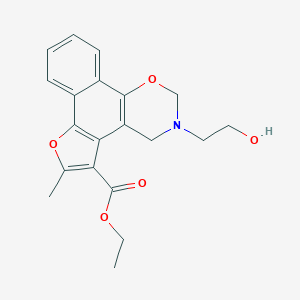 molecular formula C20H21NO5 B383062 ethyl 3-(2-hydroxyethyl)-6-methyl-3,4-dihydro-2H-furo[3',2':3,4]naphtho[2,1-e][1,3]oxazine-5-carboxylate CAS No. 379252-72-9