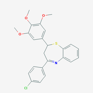 molecular formula C24H22ClNO3S B383072 4-(4-Chlorophenyl)-2-(3,4,5-trimethoxyphenyl)-2,3-dihydro-1,5-benzothiazepine CAS No. 380217-28-7