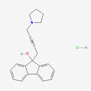 molecular formula C21H22ClNO B3830752 9-[4-(1-pyrrolidinyl)-2-butyn-1-yl]-9H-fluoren-9-ol hydrochloride 
