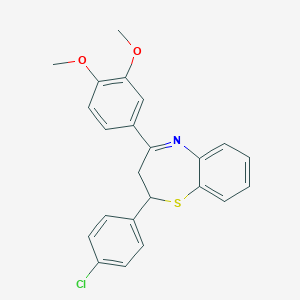 molecular formula C23H20ClNO2S B383076 2-(4-Chlorophenyl)-4-(3,4-dimethoxyphenyl)-2,3-dihydro-1,5-benzothiazepine CAS No. 385786-05-0