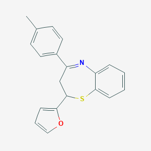 molecular formula C20H17NOS B383077 2-(Furan-2-yl)-4-(4-methylphenyl)-2,3-dihydro-1,5-benzothiazepine CAS No. 385786-03-8